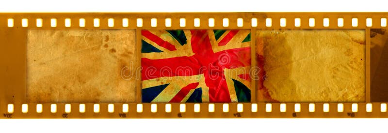 3 old 35mm frame with old UK flag. 3 old 35mm frame with old UK flag