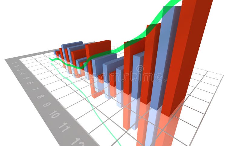 3-D Business Bar Graph vector illustration
