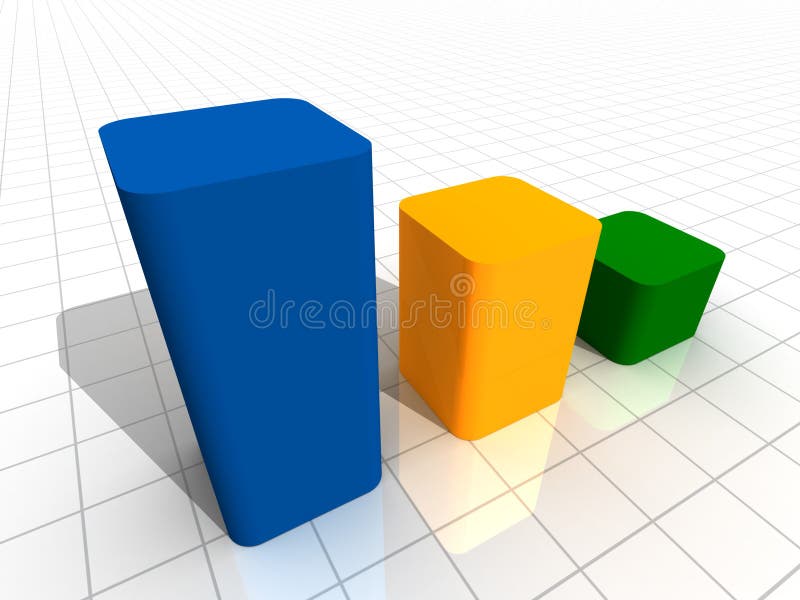 3-D Business Bar Graph on reflective white grid