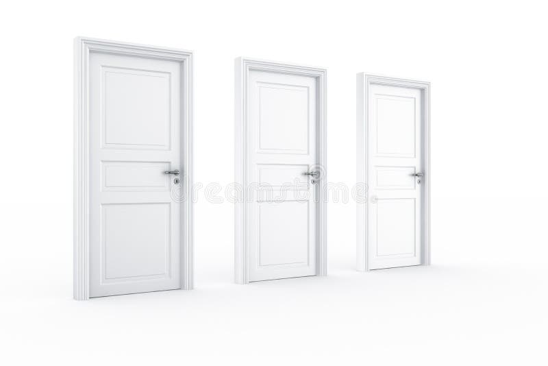 3d rendering of 3 doors on a row