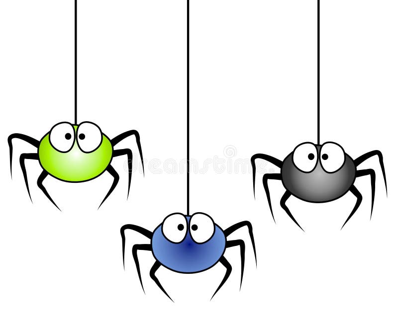 3 het Hangen van de Spinnen van het beeldverhaal royalty-vrije illustratie 3 het Hangen van de Spinnen van het beeldverhaal royalty-vrije illustratie