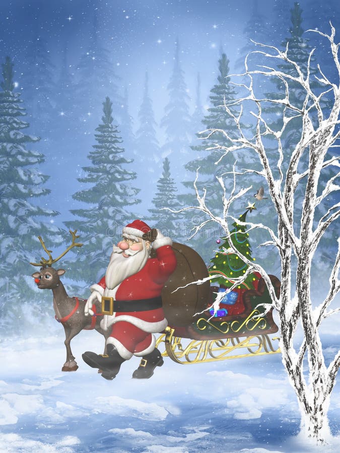 3 kommande santa stock illustrationer 3 kommande santa stock illustrationer