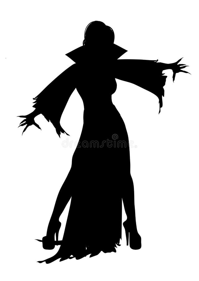 Illustration of Halloween Vampiress on white background. Illustration of Halloween Vampiress on white background