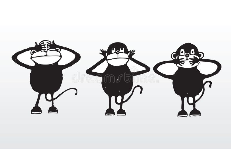 3 wise monkeys stock illustration