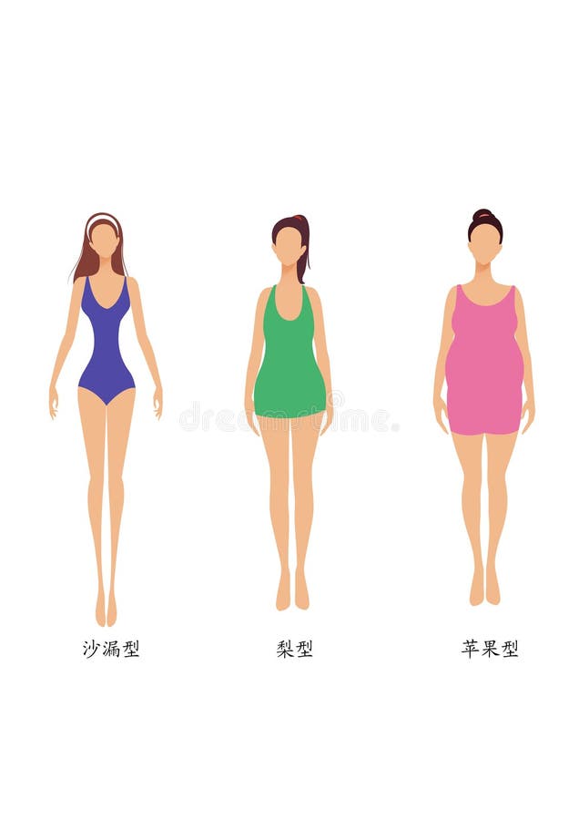 3 woman body shapes, slim, chubbiness and fat