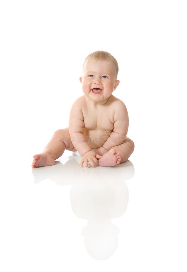 Sitting small baby #3 isolated over white. Sitting small baby #3 isolated over white