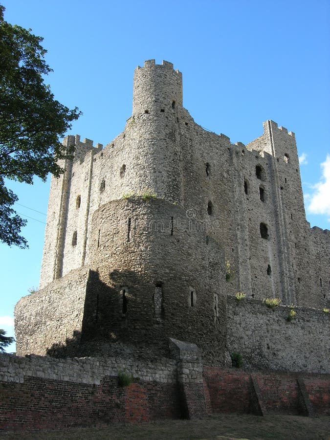 Rochester castle keep looking from three quarter view from the moat. Rochester castle keep looking from three quarter view from the moat