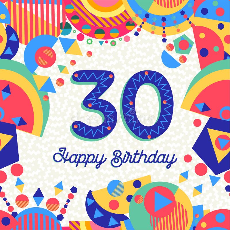 Free 30 Thirty Year Birthday Party Greeting Card Royalty Free Stock Photography - 117415347