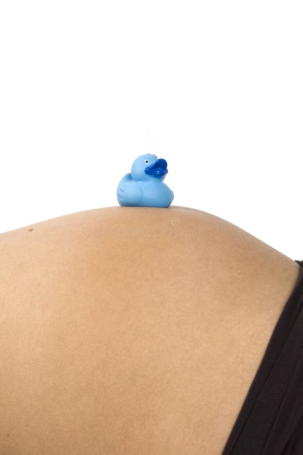 30 weeks pregnant teenager with blue duck