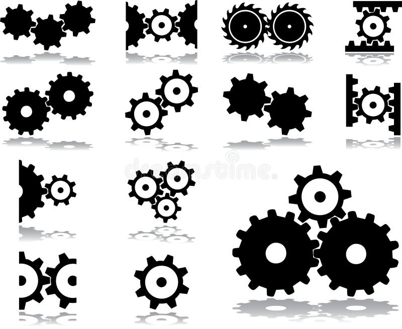 Set icons - 31. Gears. Set of twelve vector icons. Set icons - 31. Gears. Set of twelve vector icons