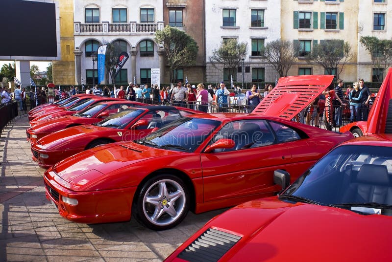 Montecasino and SEFAC (Southern Equatorial Ferrari Automobili Club) 3rd annual Show Day. 355 F1 Berlinetta was the first ever road car to be equipped with the innovative F1-style gearbox management system, available on all three versions: Berlinetta, GTS and Spider. Derived directly from Formula 1, where it made its debut in 1989 winning the Brazilian Grand Prix, the electro-hydraulic system was operated by paddles behind the steering wheel using the F355’s conventional 6-speed manual gearbox. 2010 05 16, Montecasino Outdoor Piazza, Fourways, South Africa. Montecasino and SEFAC (Southern Equatorial Ferrari Automobili Club) 3rd annual Show Day. 355 F1 Berlinetta was the first ever road car to be equipped with the innovative F1-style gearbox management system, available on all three versions: Berlinetta, GTS and Spider. Derived directly from Formula 1, where it made its debut in 1989 winning the Brazilian Grand Prix, the electro-hydraulic system was operated by paddles behind the steering wheel using the F355’s conventional 6-speed manual gearbox. 2010 05 16, Montecasino Outdoor Piazza, Fourways, South Africa.