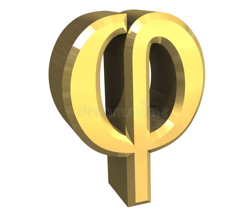 金色Phi符号（3D） 皇族释放例证