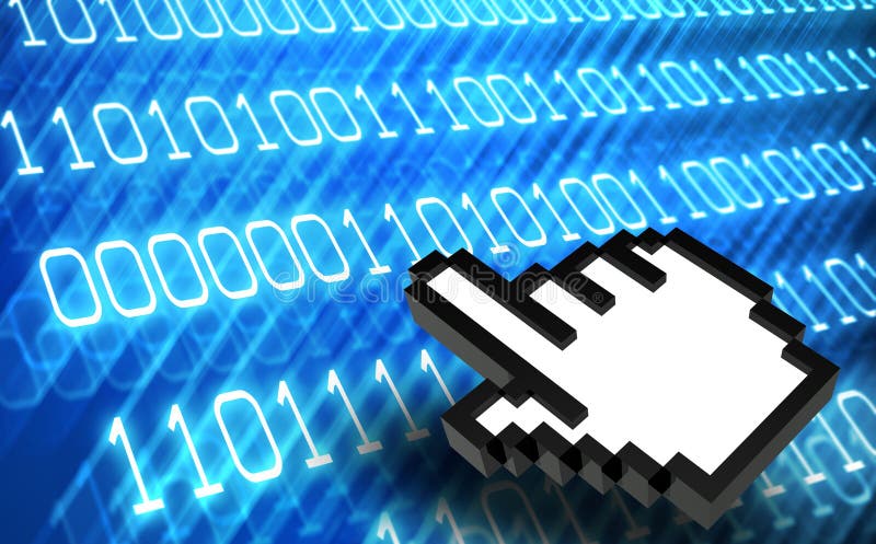 3d Abstract binary code with hand icon vector illustration