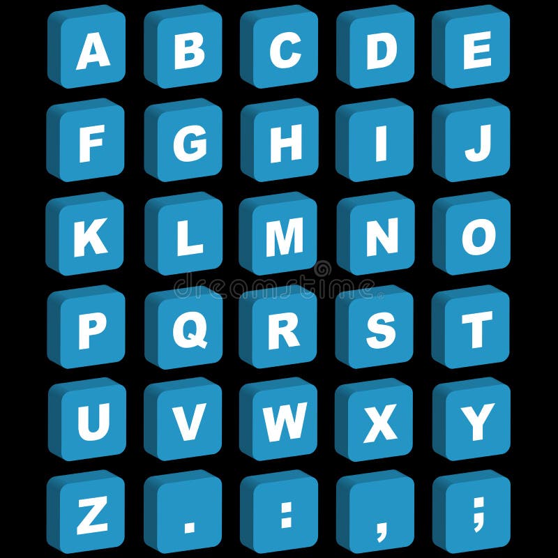 3D alphabet icons - uppercase stock illustration