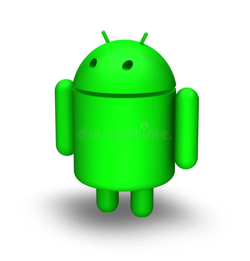 Green android caricature. Android OS logo,3d illustration. Green android caricature. Android OS logo,3d illustration