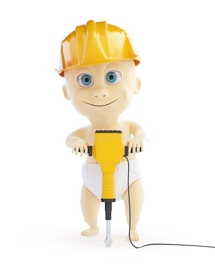 3d Baby Jackhammer Construction Helmet Stock Illustration