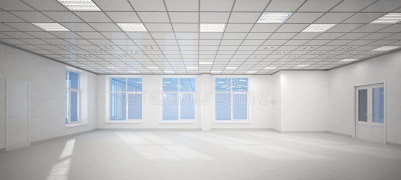 3D big empty white office stock illustration 3D big empty white office stock illustration