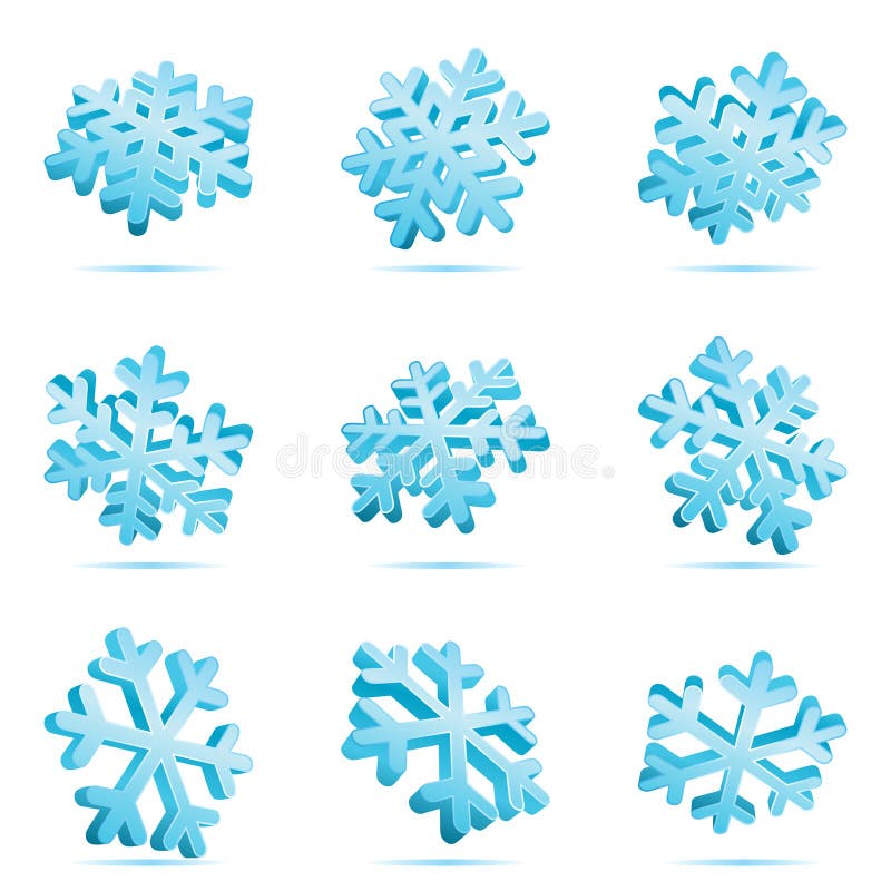 3D Blue Snowflakes