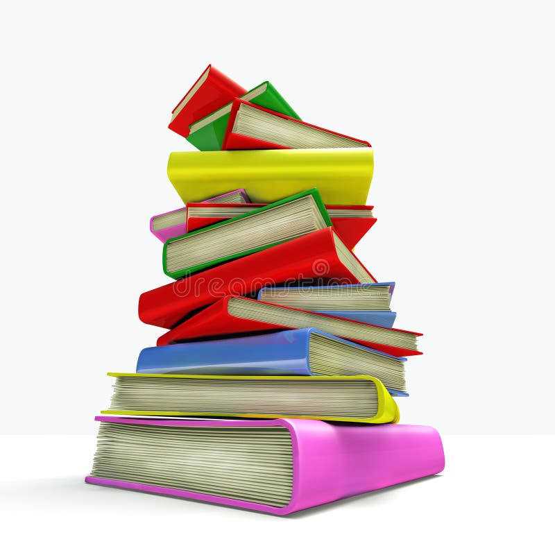 3D books in a pile vector illustration