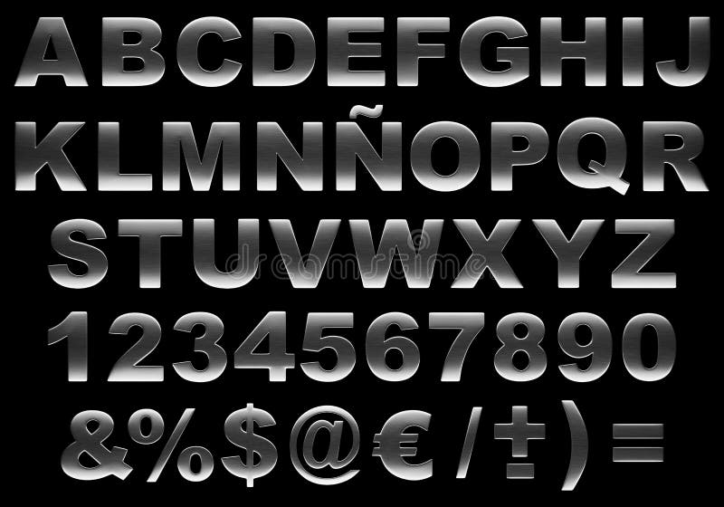 3d brushed steel alphabet isolated stock illustration