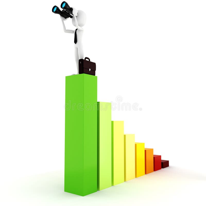 3d business man with a binocular royalty free illustration