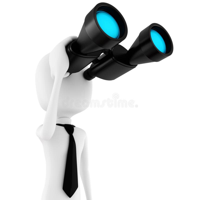 3d business man with a binocular vector illustration