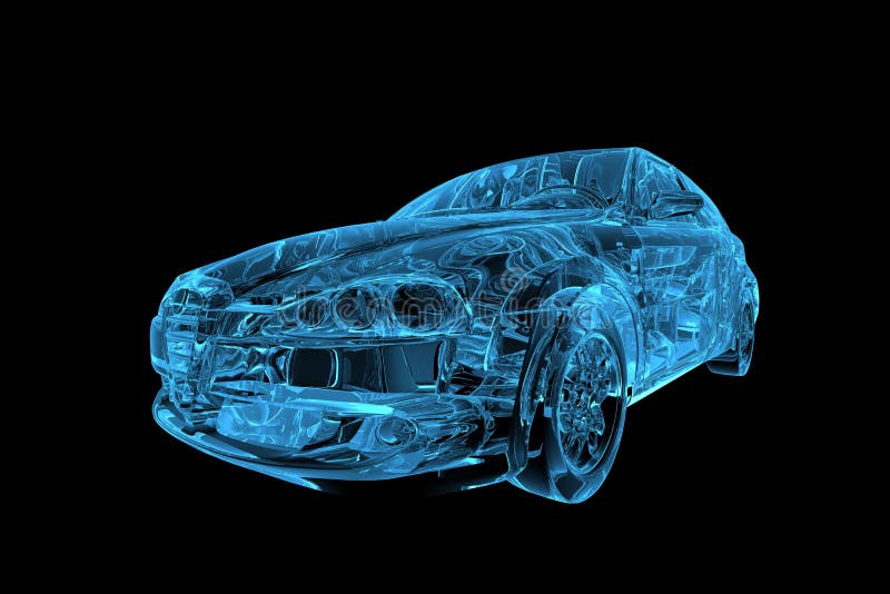 3d błękitny samochodowy xray royalty ilustracja 3d błękitny samochodowy xray royalty ilustracja