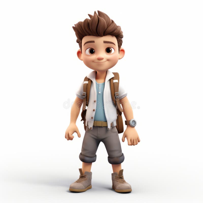 3d Cartoon Boy Character Design in Adventure Themed Style Stock ...