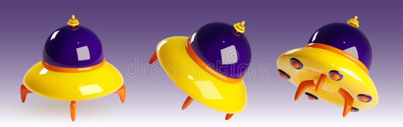 3D cartoon flying alien spaceship. royalty free illustration