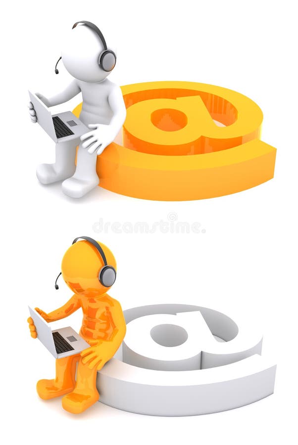 3D character with an e-mail sign