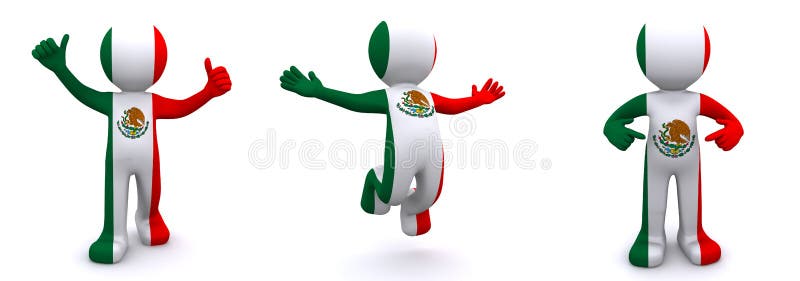 3d character textured with flag of Mexico