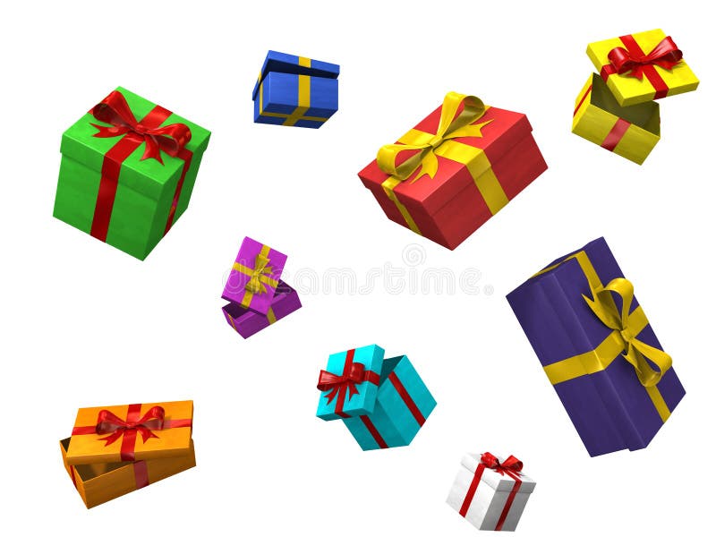Tridimensionale Di più colore scatole regalo declino bianco.
