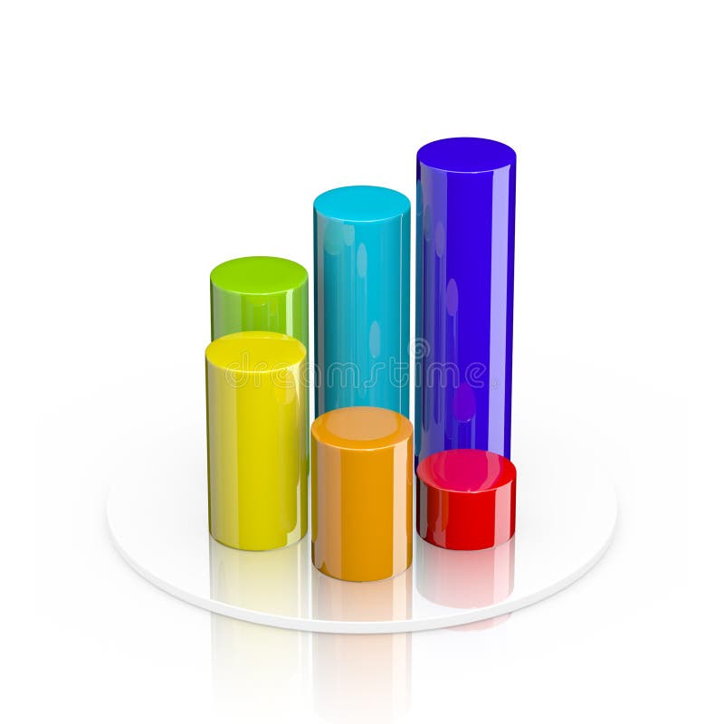 3D cylindrical bar graph stock illustration. Illustration of