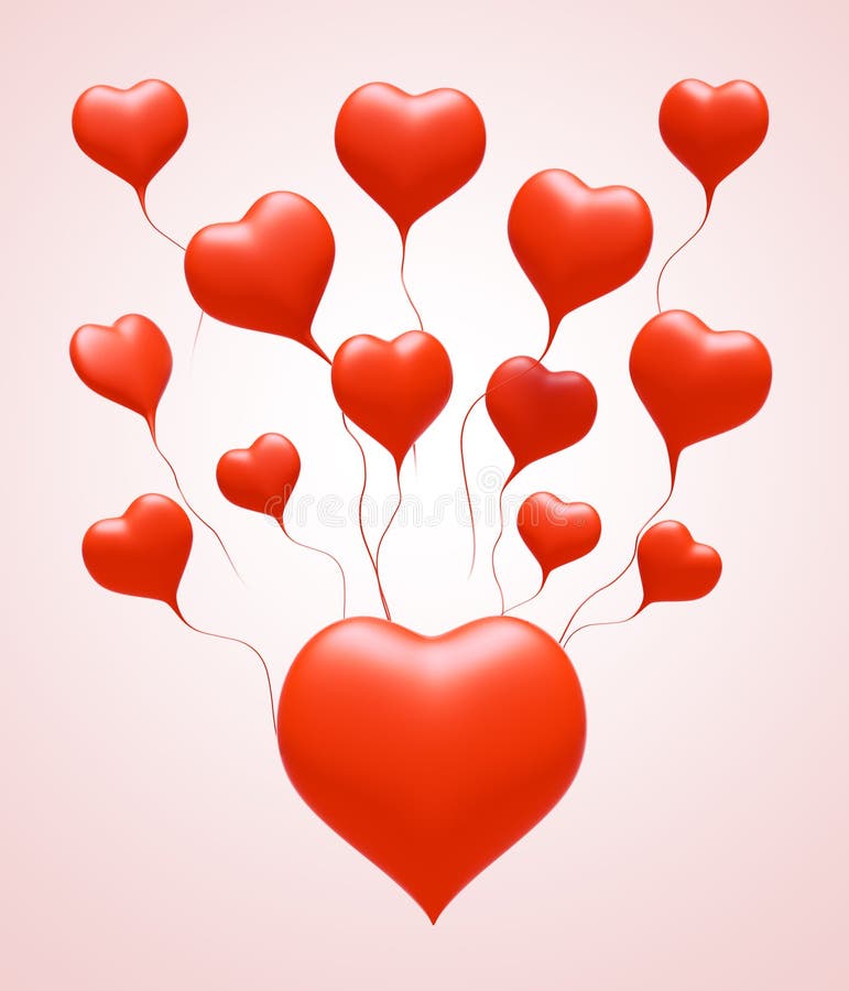 3D zwevend liefde rood hart royalty-vrije illustratie