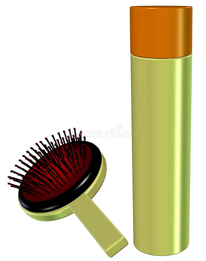 3D di uno spruzzo di capelli e di una spazzola (stile antico) royalty illustrazione gratis 3D di uno spruzzo di capelli e di una spazzola (stile antico) royalty illustrazione gratis