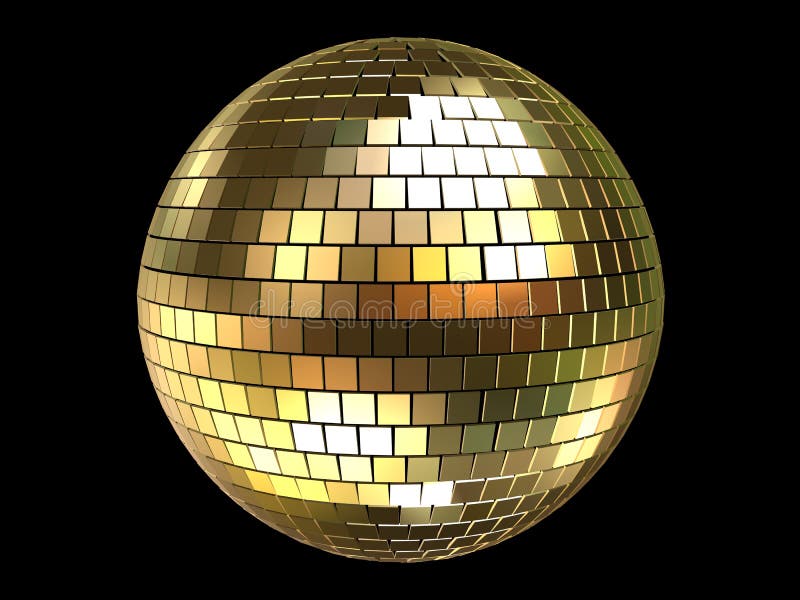 Tridimensionale fuso illustrazioni da d'oro discoteca sfera.