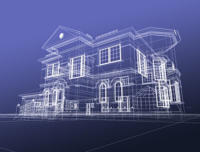 3d draw house stock illustration