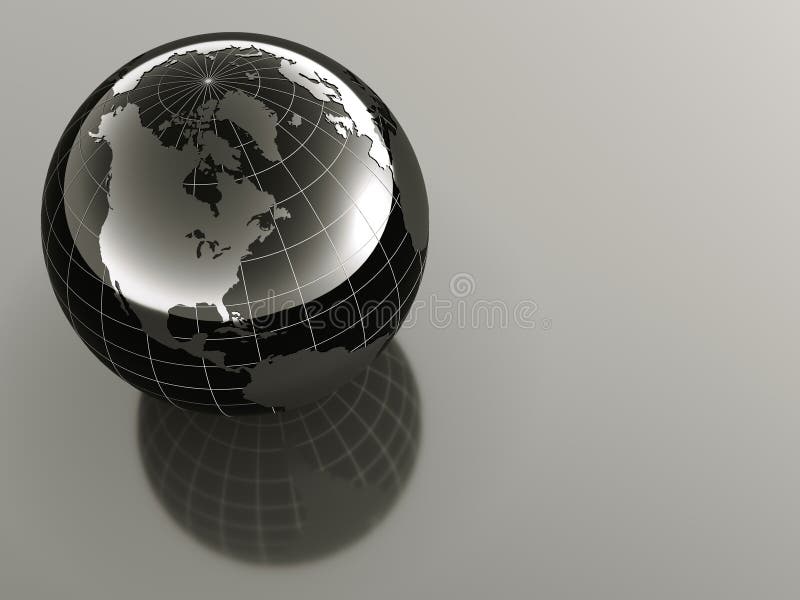 3d earth on reflective background