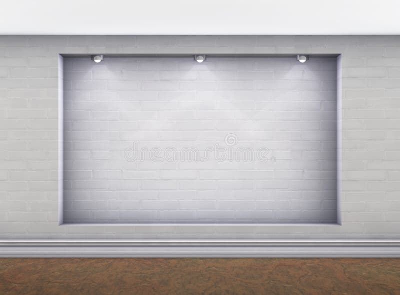 3d empty niche with spotlights in the gallery royalty free illustration