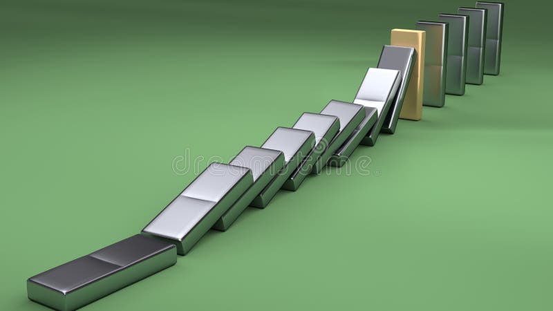 3d falling shiny dominos