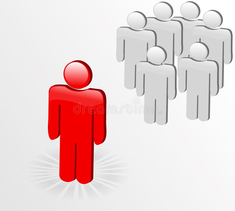 3D Figure Standing Out from the Crowd Stock Illustration Illustration