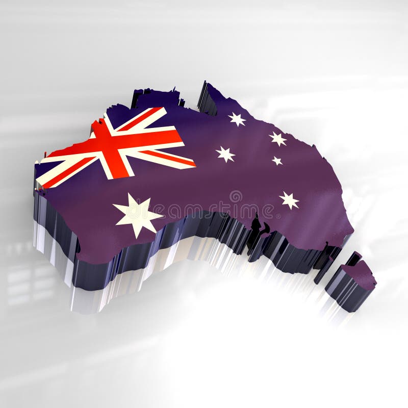 3d flag map of australia