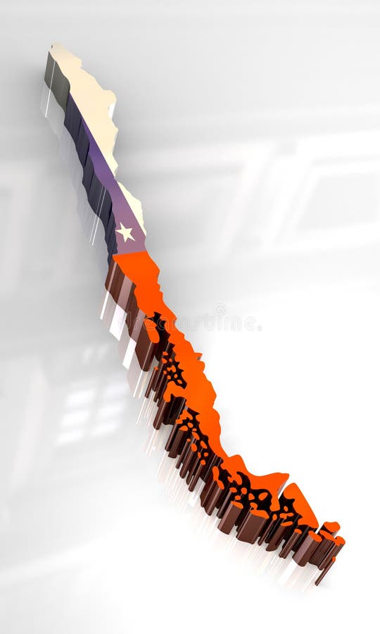 3d flag map of Chile vector illustration