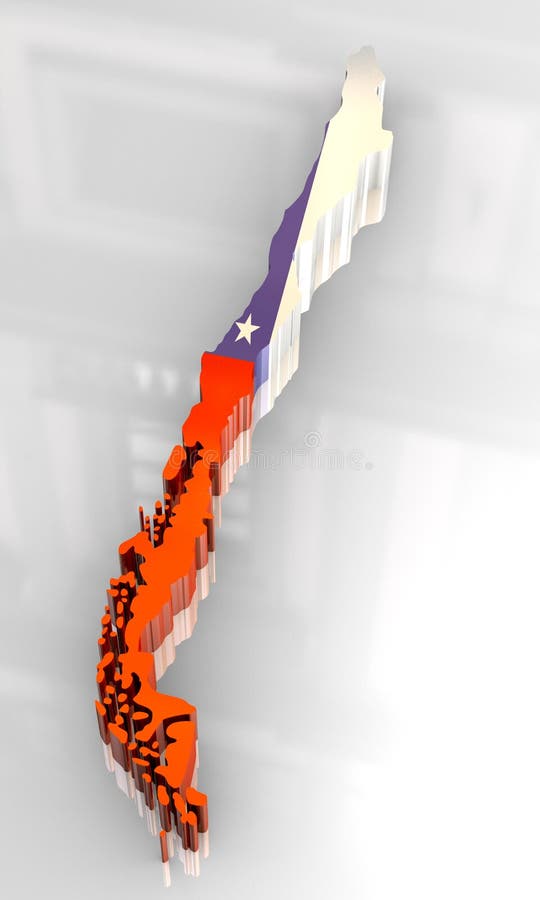 3d flag map of Chile stock illustration