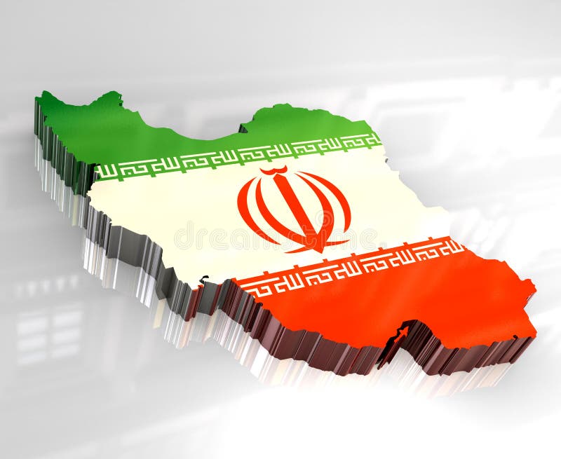 3d flag map of Iran