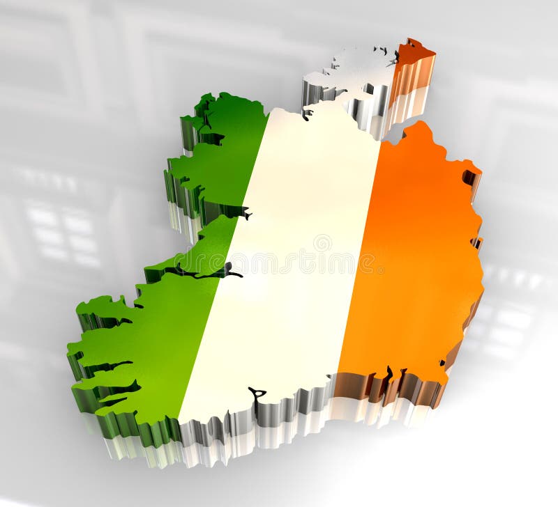 3d flag map of Ireland stock illustration. Illustration of symbolic - 9118514