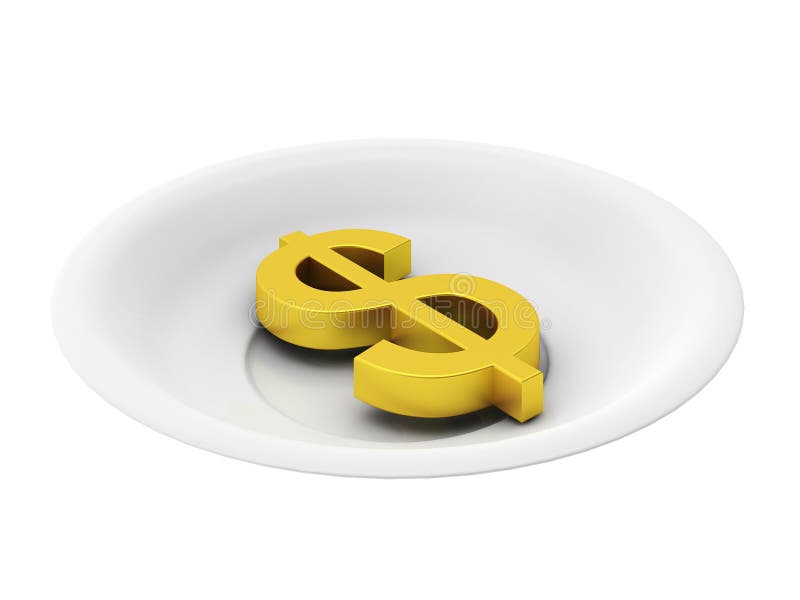 3D-weergave van een dollar op een bord op witte achtergrond vector illustratie