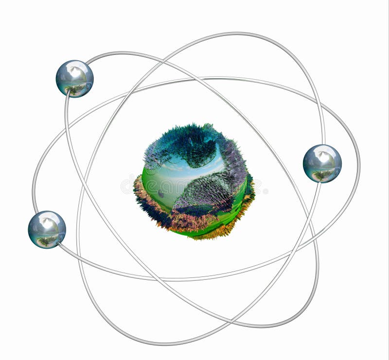 3D getrennte grüne Atomstruktur lizenzfreie abbildung