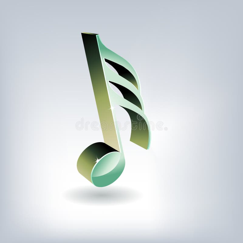 3D glossy music key vector illustration