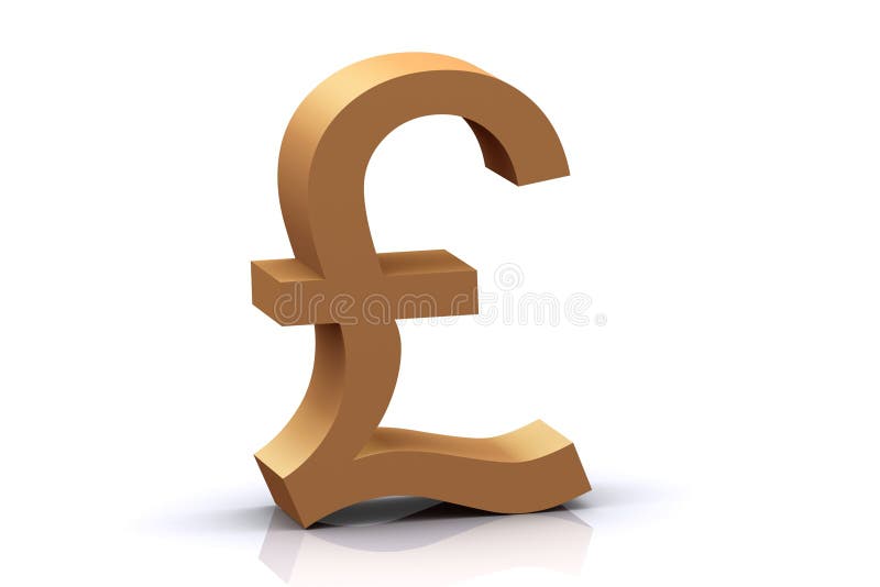 3d rendered gold pound over white background. 3d rendered gold pound over white background